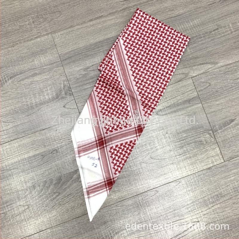 Șal bărbătesc jacquard vintage, roșu și alb, pătrat din bumbac
