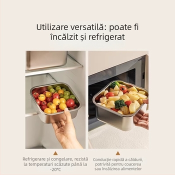 Cutie din oțel inoxidabil 304, portabilă, etanșă, pentru alimente și fructe, cu capac