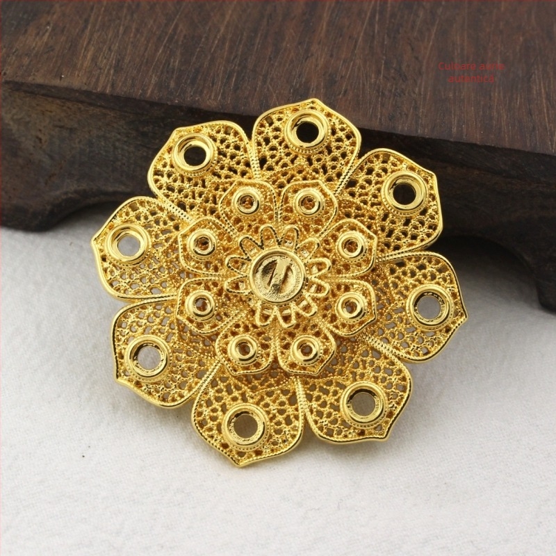 Base de coroană lotus din cupru pur, imitație Song, accesorii pentru păr în stil antic, clips pentru păr, material DIY