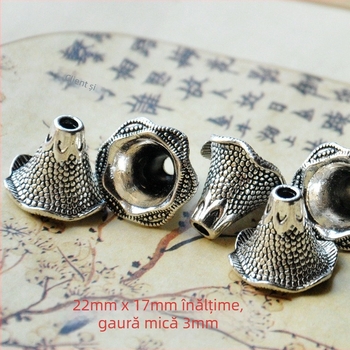 Componente ceramice pentru bijuterii Jingdezhen – Capac de floare din argint antic/bronz antic, accent cu floare trompetă, componentă pentru colier, personalizabil