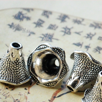 Componente ceramice pentru bijuterii Jingdezhen – Capac de floare din argint antic/bronz antic, accent cu floare trompetă, componentă pentru colier, personalizabil