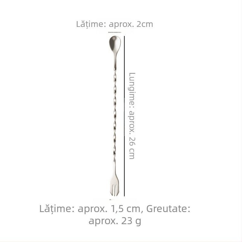 Lingură de bar din oțel inoxidabil, 32 cm lungime, pentru cocktailuri și ceai cu lapte
