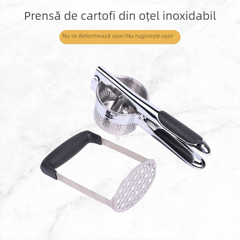 Stoarcător manual din oțel inoxidabil pentru fructe și lămâi, presă multifuncțională pentru piure de cartofi și usturoi