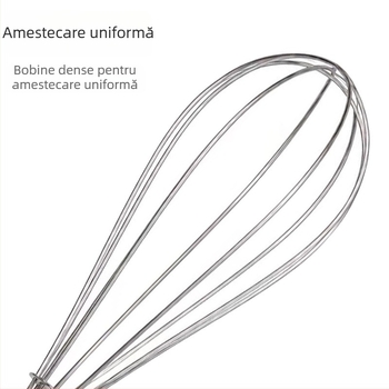 Bețișor de mixare din oțel inoxidabil cu mâner rotund, tel manual pentru ouă și frișcă, pentru bucătărie și cofetărie.