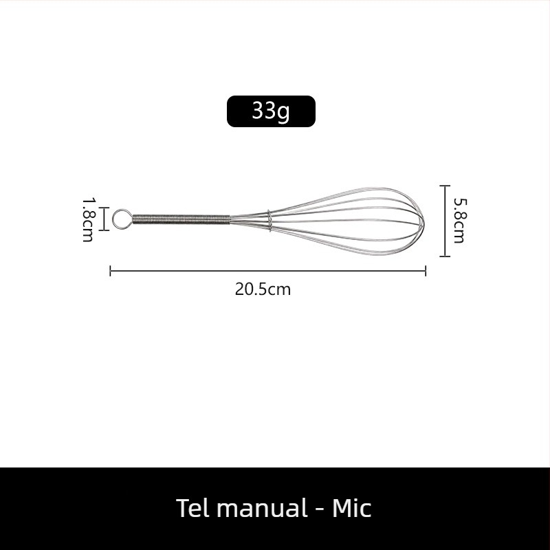 Bețișor de mixare din oțel inoxidabil cu mâner rotund, tel manual pentru ouă și frișcă, pentru bucătărie și cofetărie.