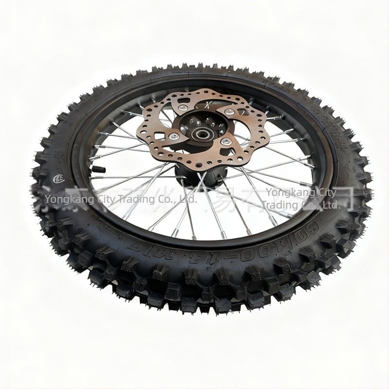 Roata spate cu ansamblu de butuc pentru motociclete off-road, dimensiune 60/100-14 inci, nucleu tambur întărit și disc C