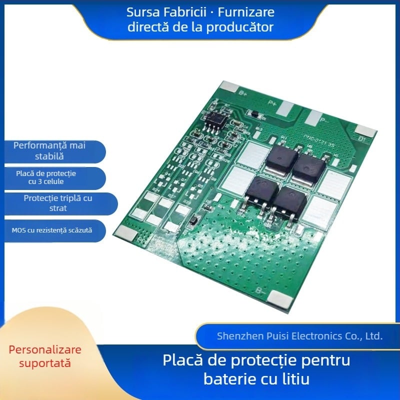 Placă de protecție pentru baterie litiu cu IC integrat, 3 șiruri, 12V, 10A/20A, pentru iluminat stradal solar, unelte electrice și roboți