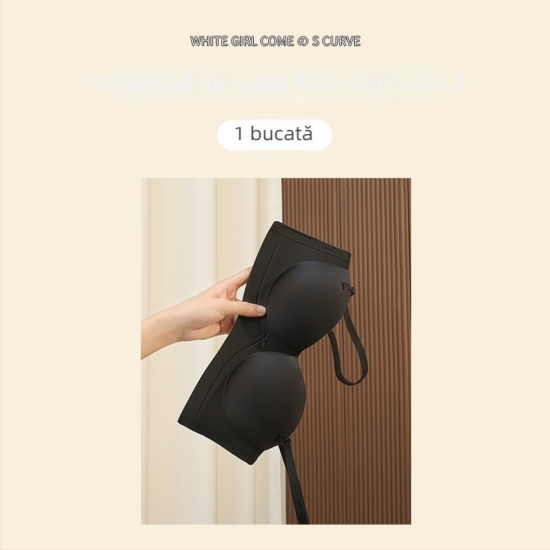 Sutien fara cusuri, fara bretele pentru femei cu sâni mici, susținere și modelare, subțire, fără arc, bretele detașabile duble, cupe modelate, nailon