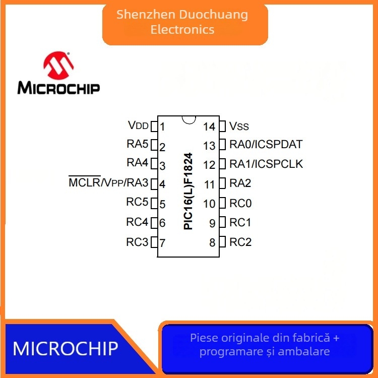 Microcontroler PIC16F1824-I/SL – cip înlocuitor compatibil, pachet SOIC-14