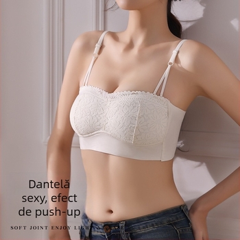 Bralette din dantelă cu bretele detașabile, spate decupat