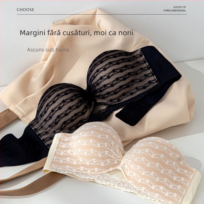 C64 Sutien roșu fără bretele, fără cusături, push-up pentru sâni mici