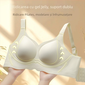 Sutien fără cusături, cu efect de ridicare gelatinos pentru femei — susținere dublă, anti-cădere, push-up, confortabil, bretele fixe