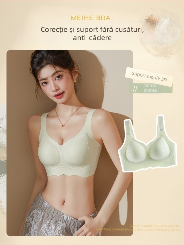 Sutien fără cusături, cu efect de ridicare gelatinos pentru femei — susținere dublă, anti-cădere, push-up, confortabil, bretele fixe