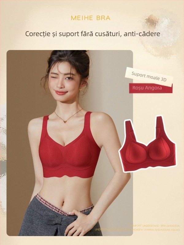 Sutien fără cusături, cu efect de ridicare gelatinos pentru femei — susținere dublă, anti-cădere, push-up, confortabil, bretele fixe