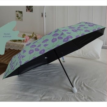 Umbrelă pliantă automată Bauhinia pentru soare și ploaie, protecție UV UPF50+, 8 brațe, raza 48–53 cm