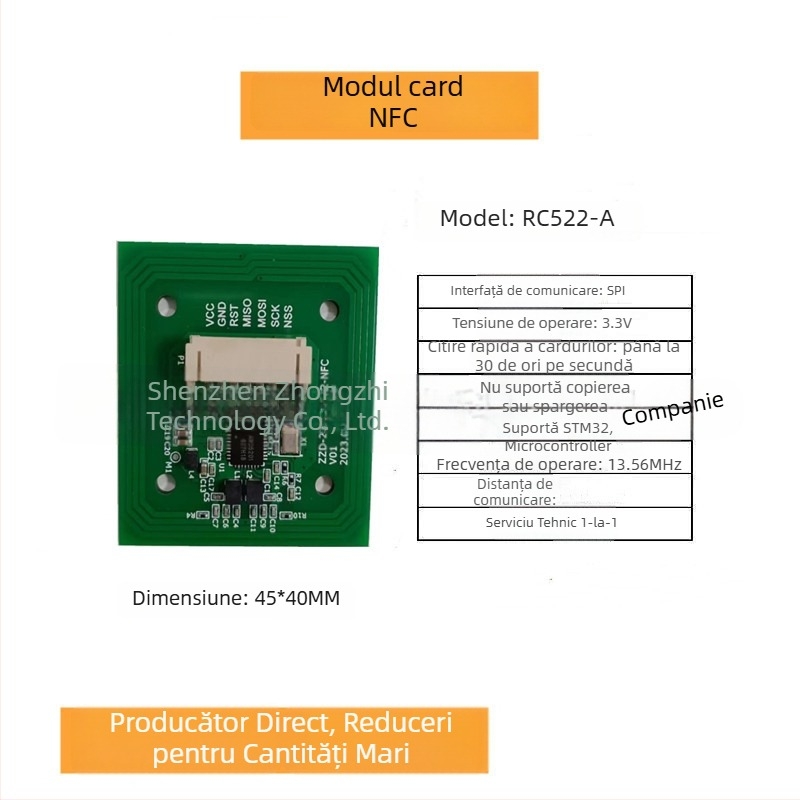 Modul RFID pentru citire/scrierea cardurilor IC, Cititor de carduri S50, Modul NFC pentru citire prin swipe, Stație de încărcare pentru vehicule electrice, Mașină de spălat vase, Purificator de apă