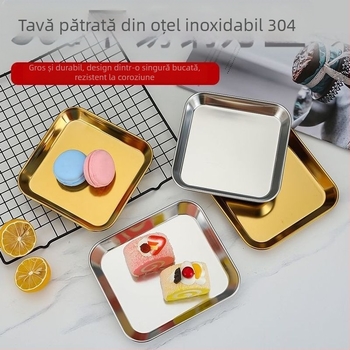 Farfurie pentru gustări din oțel inoxidabil 304, stil coreean, pentru mâncăruri reci, pentru grădiniță, pentru grătar, farfurie plată nordică, farfurie pentru fructe
