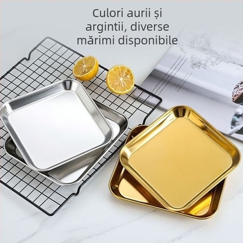 Farfurie pentru gustări din oțel inoxidabil 304, stil coreean, pentru mâncăruri reci, pentru grădiniță, pentru grătar, farfurie plată nordică, farfurie pentru fructe