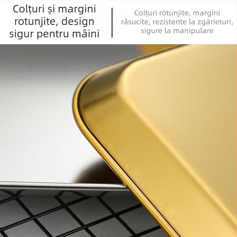 Farfurie pentru gustări din oțel inoxidabil 304, stil coreean, pentru mâncăruri reci, pentru grădiniță, pentru grătar, farfurie plată nordică, farfurie pentru fructe