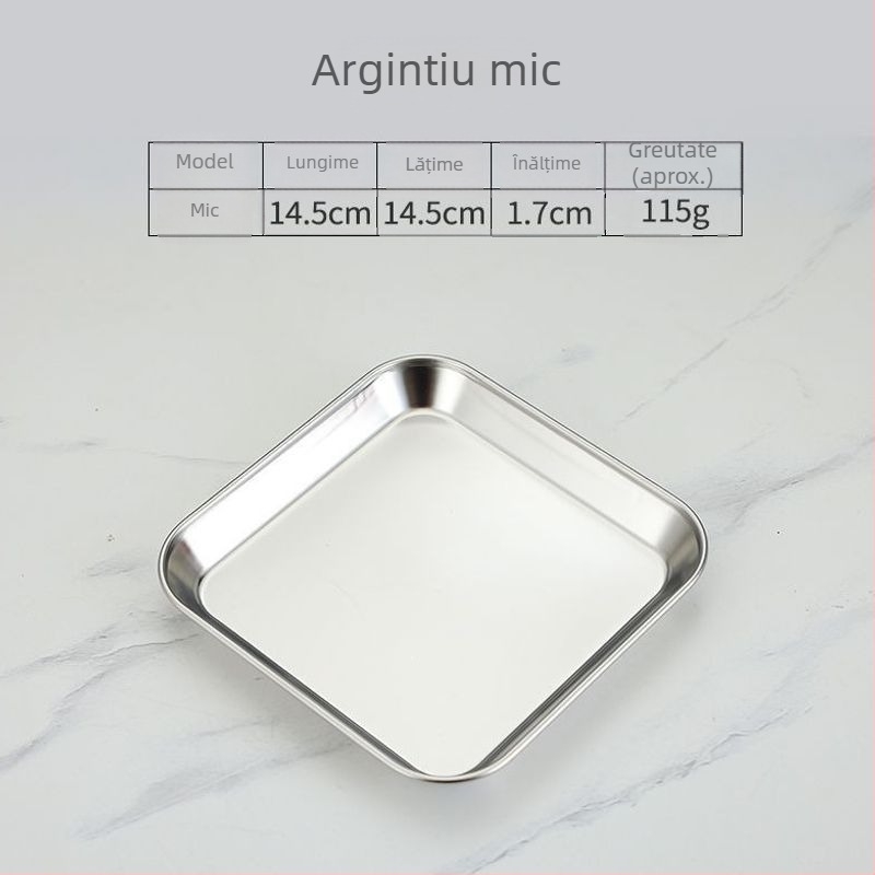 Farfurie pentru gustări din oțel inoxidabil 304, stil coreean, pentru mâncăruri reci, pentru grădiniță, pentru grătar, farfurie plată nordică, farfurie pentru fructe