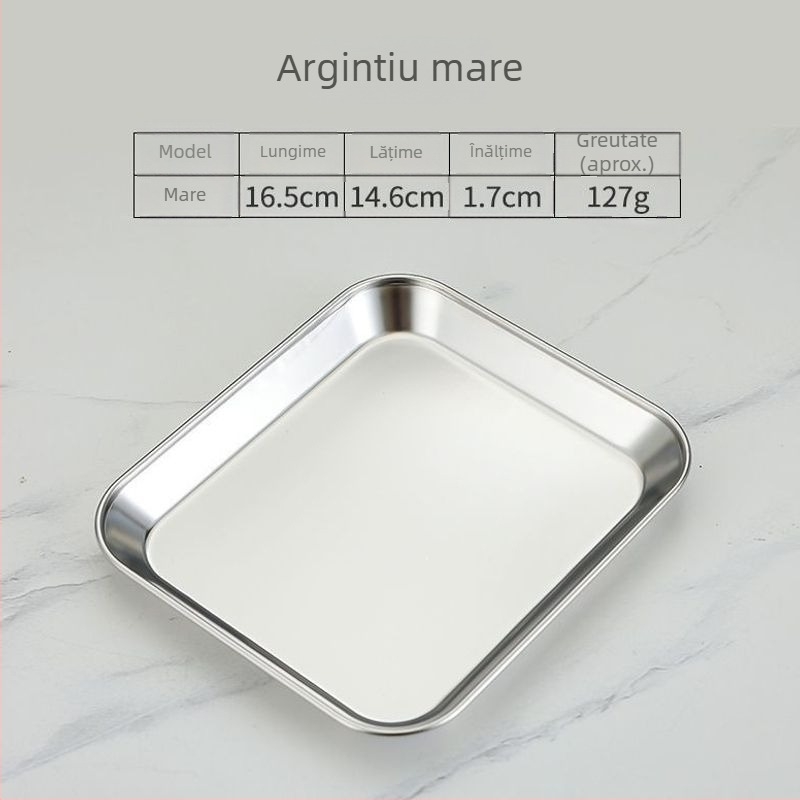 Farfurie pentru gustări din oțel inoxidabil 304, stil coreean, pentru mâncăruri reci, pentru grădiniță, pentru grătar, farfurie plată nordică, farfurie pentru fructe