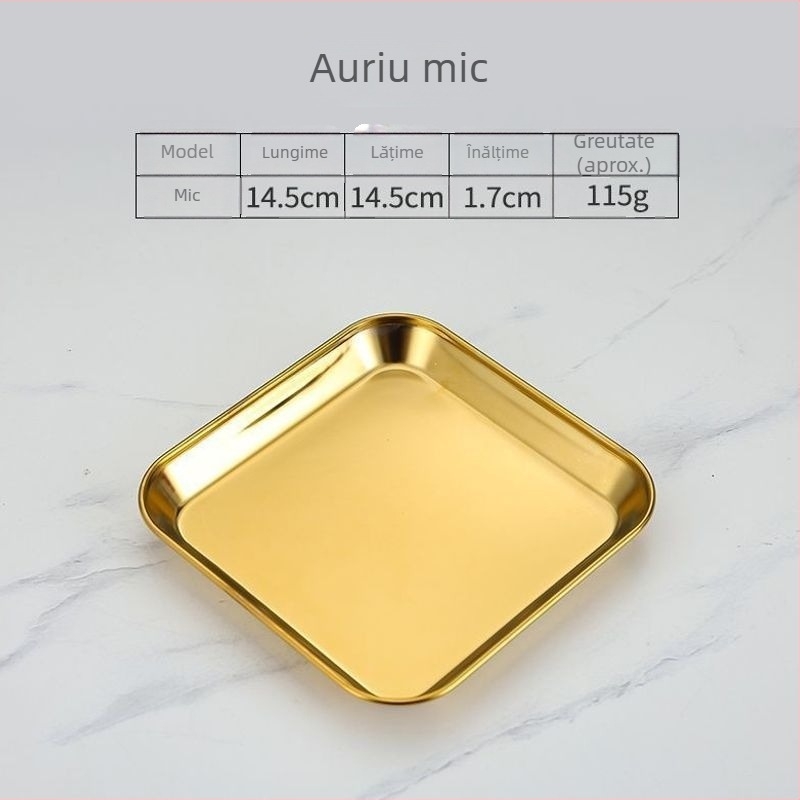 Farfurie pentru gustări din oțel inoxidabil 304, stil coreean, pentru mâncăruri reci, pentru grădiniță, pentru grătar, farfurie plată nordică, farfurie pentru fructe