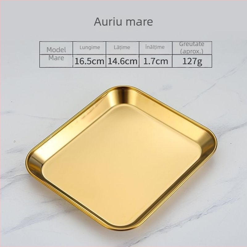 Farfurie pentru gustări din oțel inoxidabil 304, stil coreean, pentru mâncăruri reci, pentru grădiniță, pentru grătar, farfurie plată nordică, farfurie pentru fructe