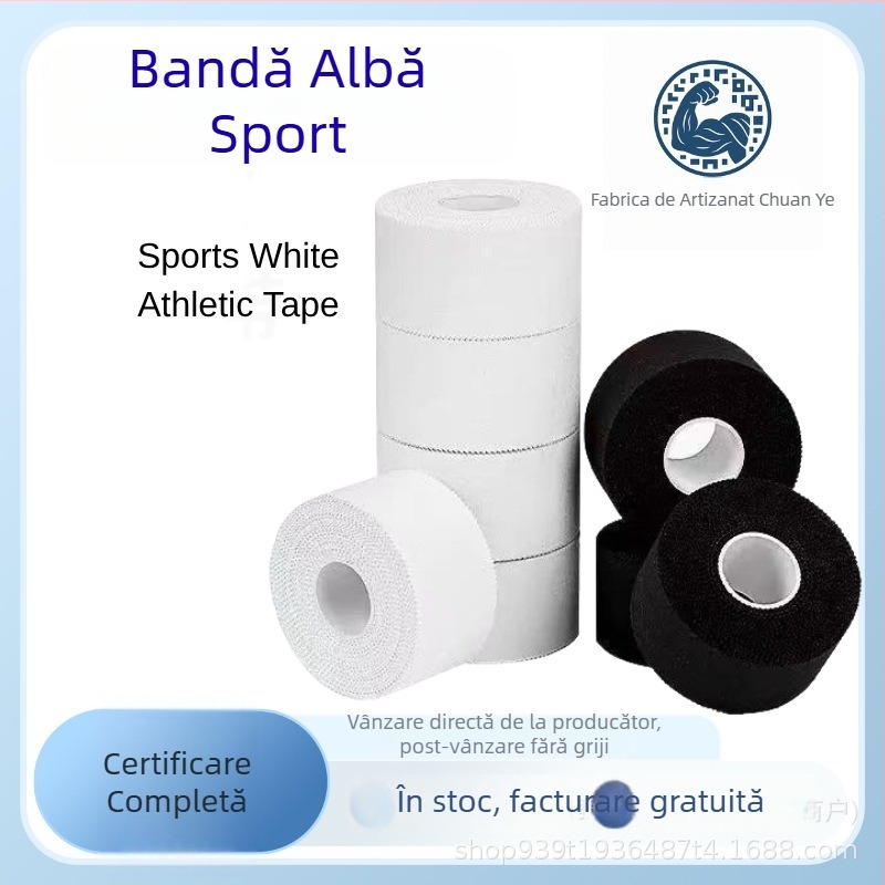 Bandă adezivă sport albă pentru susținerea încheieturii, genunchiului și gleznei – bandă terapeutică pentru antrenament