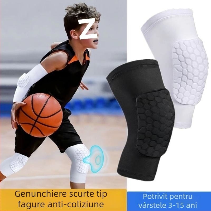 Set de protecții pentru genunchi pentru copii, cu padding fagure subțire, pentru ciclism și baschet