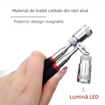 Unealtă magnetică pentru recuperarea șuruburilor auto, cu tijă metalică și gheară flexibilă