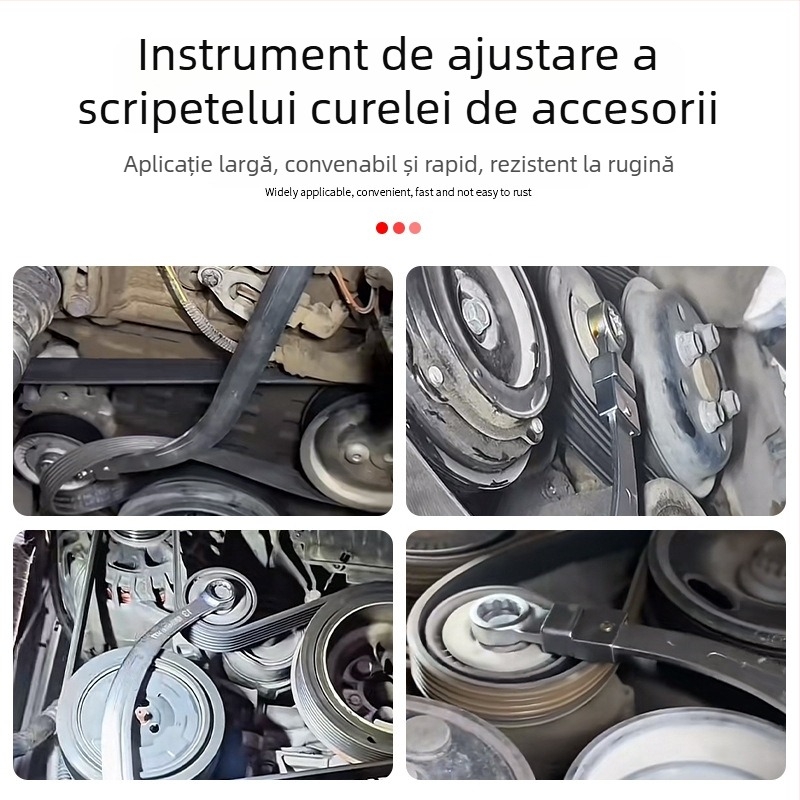 Set de 15 piese pentru curea de motor auto: cheie reglabilă, roată de curea și roată ghidaj pentru demontare și montaj