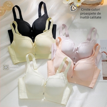 Sutien fără arc, cu căptușeală termosensibilă, cupă netedă, confortabil, susținere laterală și ridicare a sânilor
