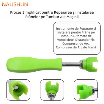 Unealtă pentru demontarea arcului frânei cu tambur și set de întreținere a sistemului de frânare