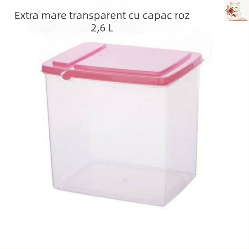 Cutie de depozitare din plastic, cu capac rabatabil, pentru magazine de milk tea, 1 L, pentru lapte praf și condimente