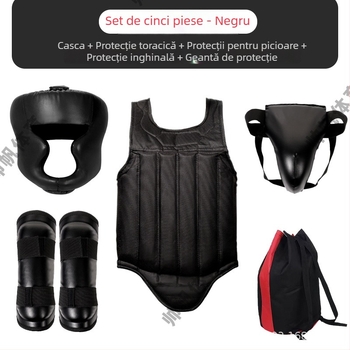 Set de protecție Sanda din PU – cinci piese, echipament dur pentru antrenament de luptă profesionist, stil german