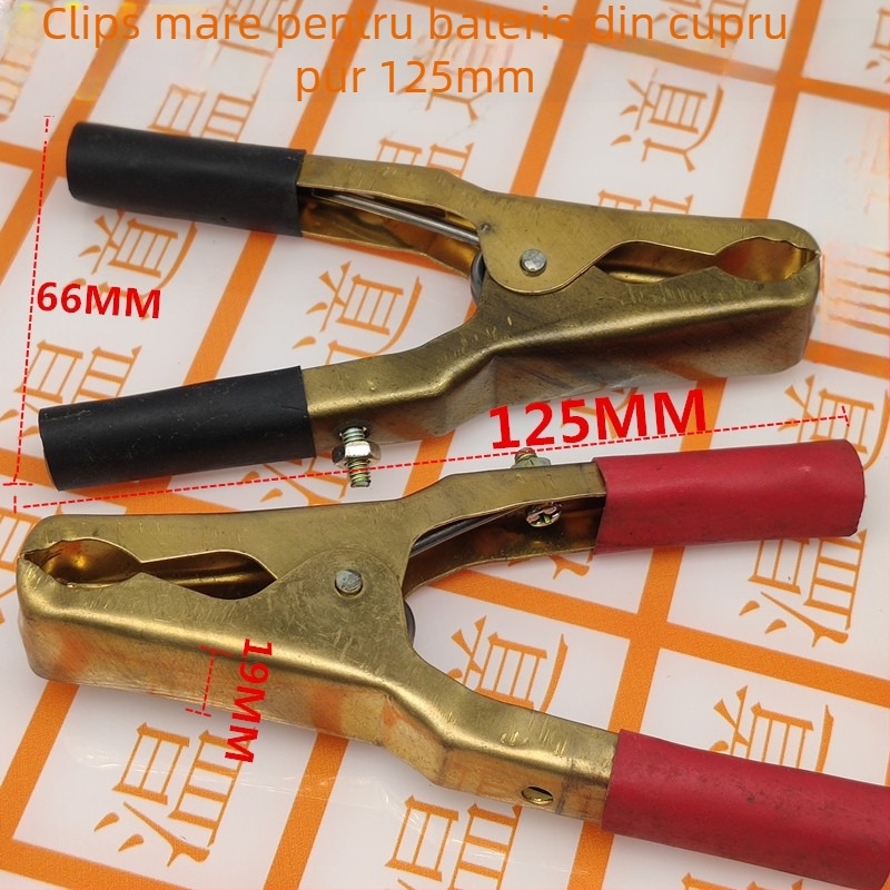 Clema pentru baterie din cupru pur, clemă mare de 125 mm, pentru conectare la încărcător