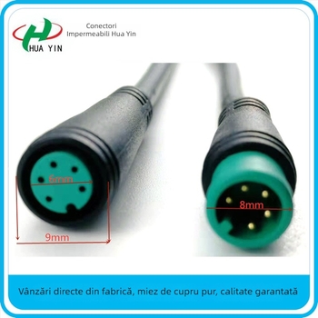 Conector M8 cu 5 pini, cuplă masculin-feminin pentru vehicule electrice, cablu de conectare a instrumentelor