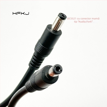 Cablu de alimentare DC, 0,75 mm², conector DC5521 masculin-masculin, plug LED pentru monitorizare 5,5×2,1 mm