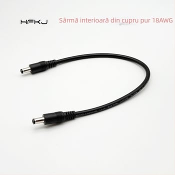 Cablu de alimentare DC, 0,75 mm², conector DC5521 masculin-masculin, plug LED pentru monitorizare 5,5×2,1 mm