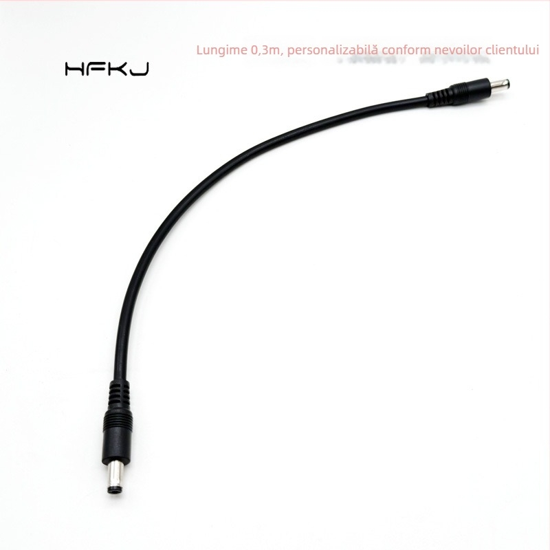 Cablu de alimentare DC, 0,75 mm², conector DC5521 masculin-masculin, plug LED pentru monitorizare 5,5×2,1 mm