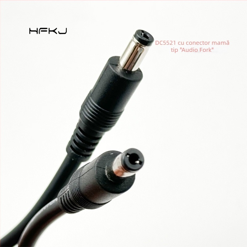 Cablu de alimentare DC, 0,75 mm², conector DC5521 masculin-masculin, plug LED pentru monitorizare 5,5×2,1 mm