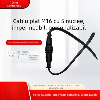 Conector de cablu impermeabil M16 plat cu 5 nuclee pentru iluminat LED, cablu plat din plastic, contact masculin și feminin, personalizare