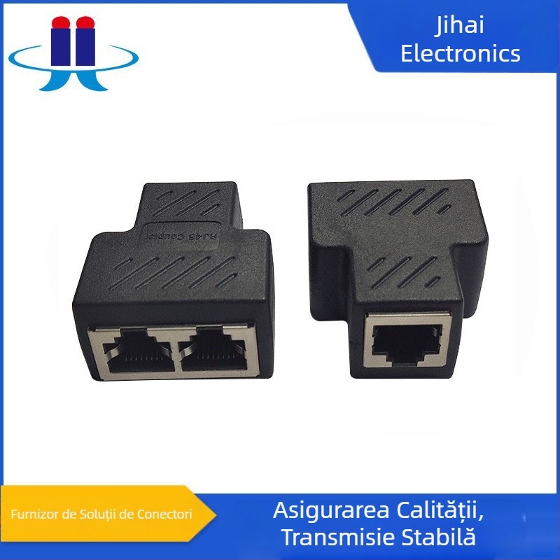 RJ458P8C Adaptor RJ45 protejat, tip T, pentru rețea, divizor cablu 1 la 2