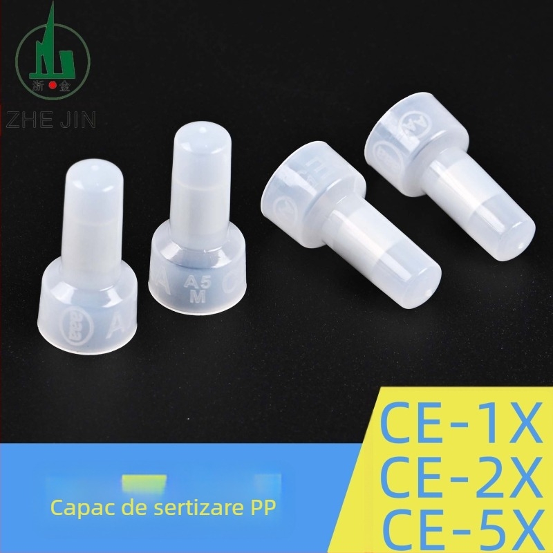 CE-2x Terminal închis din PP plastic, tip nipple, capac de sertizare pentru conductor electric