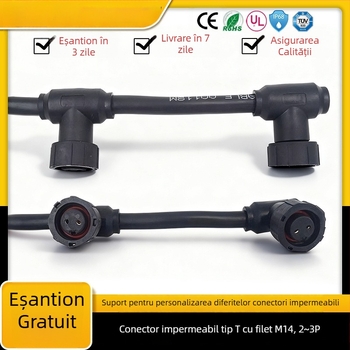 Conector T cu filet M14, nucleu din cupru 2P3P, modul lampă pentru plante, cuplaj masculin și feminin, cu mai multe capete, cablu de conexiune impermeabil
