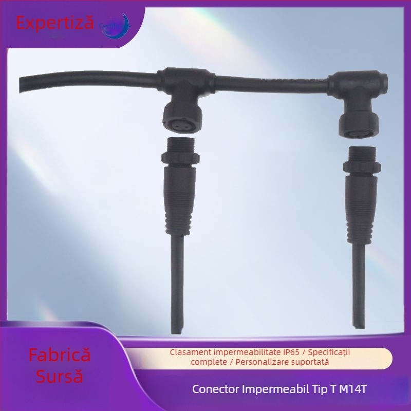 Conector T cu filet M14, nucleu din cupru 2P3P, modul lampă pentru plante, cuplaj masculin și feminin, cu mai multe capete, cablu de conexiune impermeabil