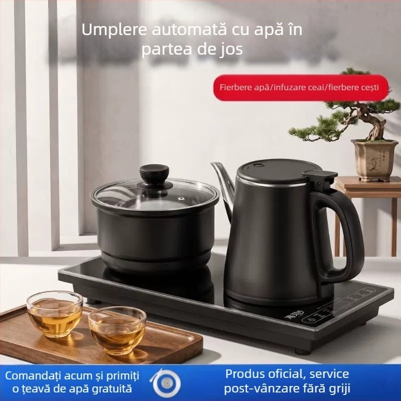 Ceainic electric încorporat și plită pentru ceai, cu alimentare automată cu apă și protecție împotriva arsurilor