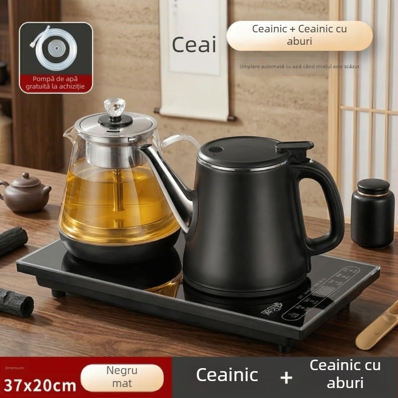 Ceainic electric încorporat și plită pentru ceai, cu alimentare automată cu apă și protecție împotriva arsurilor