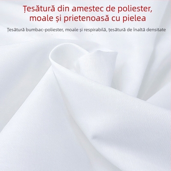 Cearșaf alb simplu pentru cămin studențesc, pat single, 120 × 230 cm, țesătură twill, poliester-bumbac, stil antrenament militar