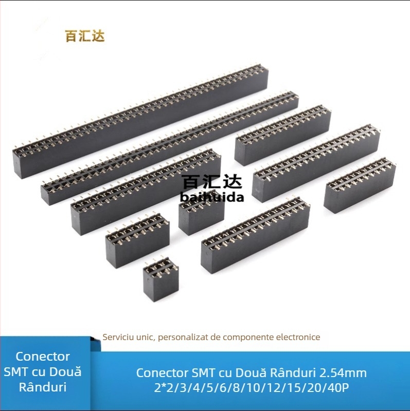 Conector femel SMT cu dublă rând, vertical, 2-40P, pas 2,54 mm